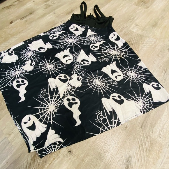 Halloween Ghost Print Lace Up Cami Asymmetrical Dress Medium - Picture 1 of 14